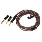 Linsoul Tripowin Amber 32AWG OFC Oxygen Free Cable HiFi IEM Cable with Interchangeable 2.5mm/3.5mm/4.4mm Plug, PVC Sleeve Replacement Cable for Audiophile (Amber, Recessed 2pin)