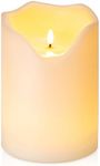 Homemory 6" x 8" Extra Large Outdoor Waterproof Candle with Auto 6-Hour Timer, Big Flameless Candle, Extra Wide and Tall Pillar Candle Battery Operated, White Plastic Made, Long Last for Months