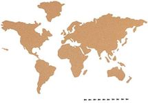 Navaris Cork Board World Map - Self-Adhesive Corkboard Continents for Wall to Pin, Plan and Document Travels - Includes 18 Cork Pieces and 10 Pins