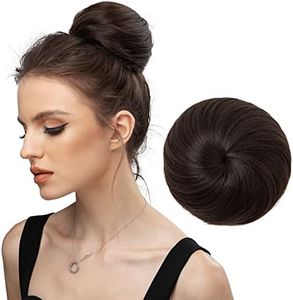 SARLA Dark Brown Hair Buns Extension Drawstring Updo Donut Chignon Straight Synthetic Fake Ballet Bun for Women Girls Lady