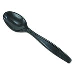 Dixie PTH53C Heavy Weight Polypropylene Teaspoon, Individually Wrapped, 6" Length, Black (Case of 1,000)