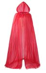 Honeystore Women's Bride Ghost Cloak Tulle Haunted Hooded Vampire Halloween Party Costume, Red, Large