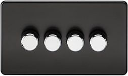 Knightsbridge SF2164MB Screwless 4G 2 Way Dimmer 60-400W-Matt W, Matt Black with Chrome Knobs