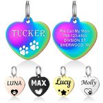 YEHANTI Pet Tags for Dogs Cats, Dog Tag Personalized Engraving Pet ID Tags, Stainless Steel Custom Name Tag for Dog and Cat, Dog Tags Engraved for Pets with Various Cute and Beautiful Icons, Heart