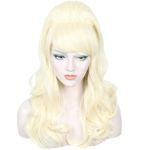 Linfairy Long Wavy Blonde Wig Big Bouffant Beehive Wigs for Women fits 50s 80s Costume