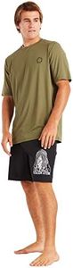 Volcom Men's Standard UPF 50+ Short Sleeve Loose Fit Rashguard, Military, Medium
