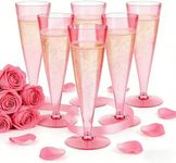 40 Pack Pink Plastic Champagne Flutes Disposable Champagne Glasses, 4.5 Oz Clear Mimosa Glasses Bulk Cocktail Toasting Cups for Party Supplies Wedding Bride Bar, Copas De Plastico Para Brindis