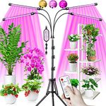 EWEIMA Grow Lights for Indoor Plants, 80 LEDs 4 Heads Full Spectrum Led Grow Light with Stand, Plant Light with 10 Dimming Level & Auto 4/8/12H Timer, 3 Lighting Modes for Large Plants Flower