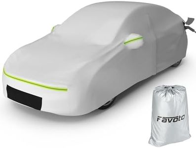 Favoto Funda Coche Tesla Model 3 - Cubierta Impermeable Resistente a la Intemperie de 6 Capas PEVA con Cremallera Lateral de Algodón y Orificios de Ventilación Diseño para Tomas de Carga Gris