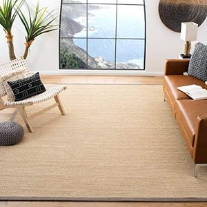 Safavieh Natural Fiber Collection 6' Square Maize/Grey NF141G Border Sisal Area Rug