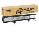 RIGIDON Car Led Light Bar 20 inch 510W, 9D Quad Row 12V 24V for Car Off road Truck SUV UTE ATV 4x4 Tractors Excavator Lighting Flood Spot Combo Beam, Waterproof Driving Work Lamp, 6000K White