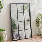 Warmiehomy Window Mirror Large Wall Mirror for Living Room Hallway Mirror Garden Window Style Mirror with Metal Frame for Courtyard(Black, 60 * 90cm)