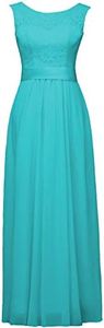 LuckyMjmy Lace Long Bridesmaid Dress Formal Ball Gown Party Prom Wedding Dress, Turquoise, Small