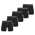 STEP ONE Mens Boxers - 5-Pack Underwear for Men, Moisture-Wicking Mens Boxer Shorts, 3D Pouch + Chafe-Reducing Mens Boxers. Fabric Made from Organic Bamboo Trunks - Boxer Briefs Black