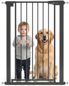 Venture Stair Gate - Q-Fix 110cm Extra Tall Baby Gate for Stairs & Doorways - 73-80cm Wide Indoor Dog Gate, Pressure Fit with Auto-Close & 90° Two-Way Open - Black