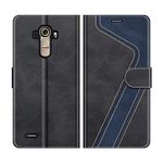 MOBESV Phone Cover For LG G4, Flip Wallet Case for LG G4 Phone Case, Black/Dark Blue