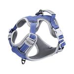 Huntboo Dog Harness for Medium Dogs No Pull, Full Body Reflective Pet Vest with Soft Padded Handle, Front & Back 2 Sturdy Metal D-Ring, Breathable Mesh for Walking, Training & Running Gear Purple (M)