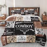 WeCozy Duvet Cover Set Twin Size, Vintage Western Cowboy Bedding Set with Zipper Closure for Kids and Adults, Country Retro Animal Duvet Cover with Pillowcase for Bedroom Bed Decor