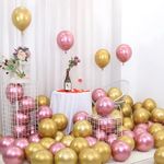 Flyloons 50 pcs Pink and Golden Chrome Balloons for Birthday decoration celebration Anniversary baby shower Girls Boys Men Women