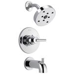 Delta Trinsic 14 Series Single-Function Tub and Shower Trim Kit with Single-Spray H2Okinetic Shower Head, Chrome T14459 (Valve Not Included)