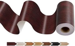 JUNART Wood Grain Repair Tape(10cm×1000cm), Self-Adhesive Waterproof Realistic Textured Repair Duct Tape for Tables, Baseboards, Doors, Windows, and Floors with Plastic Scraper(Red Rosewood)