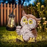 GIGALUMI Solar Garden Statues Owl Figurine Lights for Outdoor, Yard, Garden Decor Unique Gifts for Mom, for Women, Elephant Decoration for Patio
