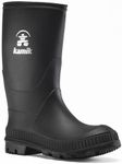 Kamik Kids Stomp Waterproof Rain Boots,Black,4