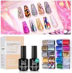 Beetles Nail Foil Glue Nail Art Foil Glue Gel for Foil Stickers Nail Glue Foil Transfer Gel 15ML Gel Nail Foil Transfer Glue with Beetles Nail Foil Art Kit, 20 Pcs Nail Foils Transfer Stickers