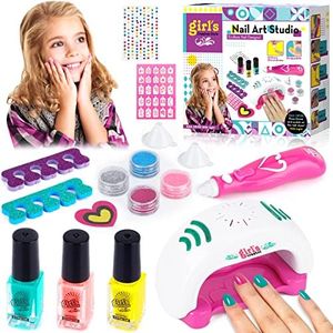 Purpledi Kit Gioco Per Unghie Bambina, Giochi Trucchi Lavabile, con l'asciugatrice Di Smalti Ragazza 6 7 8 9 10 Anni Set