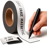 Magnetic Dry Erase Tape 25 Feet 1 Inch - White Magnetic Strip Blank Magnets to Write On Dry Erase Strips Magnet Tape Roll Custom Writable Flexible Tape for Whiteboards Shelves Bus Seats Lockers
