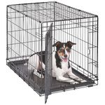 MidWest Homes for Pets 30-Inch iCrate for Medium Breeds, 21-40 lbs, Single Door Folding Dog Crate with Divider Panel, Leak-Proof Tray & Secure Latch, Portable, Durable & Easy to Assemble