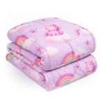 OHS Unicorn Weighted Blanket, Reversible 3kg Super Soft Weighted Blanket Adult Sleep Therapy Stress Anxiety Relief for Adults, Lilac - 100x150cm (Disclaimer: Only suitable for age 3+years)