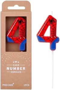 PHD CAKE 2.76 Inch Number 4 Spider Birthday Candles, Spider Cartoon Themed Number Candles, Cake Number Candles, Party Celebration