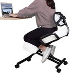 VIVO DRAGONN Ergonomic Kneeling Chair with Back Support, Adjustable Stool for Home and Office with Angled Seat for better Posture - Thick Comfortable Cushions, White (DN-CH-K02W)