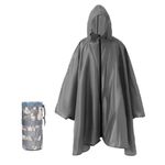 Nomadnia Plus Size Adult Rain Poncho with Hood and Zipper, Poncho Para Lluvia, Tactical Ponchos Adult For Camping, Hiking, Grey, X-Large-3X-Large