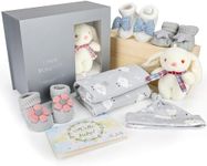 EAQ Newborn Baby Gifts| Baby Essentials for Newborn| Unisex Baby Gifts for Boy & Girl |Baby Easter Gifts with Swaddle,Baby Hat, Baby Socks, Soft Rabbit Toy (Rabbit)