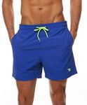 TBMPOY Men's Swim Trunks Quick Dry Beach Shorts with Mesh Lining(CA DBU S) Dark Blue