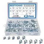 BESTYCHAO Mini Fuel Injection Hose Clamps Zinc Plated 85pcs 7-18mm Range Adjustable Hose Clips Assortment Petrol Pipe Clamps for Automobiles, Tractors, and Other Areas (Sliver)