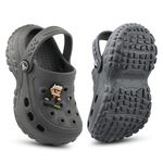 FUEL Clogs for Kids, Dailywear Comfortable, Lightweight Anti Skid Clogs Slipper for 4-10 Years Boys/Girls/Toddler (Poddle-Grey)