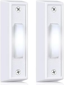 2 Pcs Lighted Doorbell Button, Wired Door Bell Push Buttons LED Door Chime, Wall Mounted Doorbell Switch Garage Doorbell Button (White, White Light)