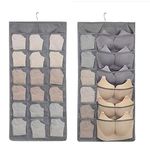 KHANAK 30 Grid Transparent Multifunctional Double Sided Space Saver Bra,Panties,Socks Innerwear Underpants Hanger Organizer for Women (Grey, Grey Hanger Pack of 2)