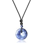 COAI Chakra Stone Chinese Donut Pendant Sodalite Natural Crystals Necklace