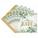 VReder Baby Shower Decorations Girl Boy Napkins, Sage Green Eucalyptus Boy Neutral Girl Baby Shower Napkins Serviettes for Baby Gender Reveal Decorations Party