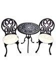 SH&G Penrhyn Cast Aluminium Bistro Set 14 | 3-Piece Porch Furniture | Rust-Resistant Garden Table and Chairs | Black