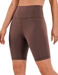 CRZ YOGA Women's Naked Feeling 8'' Gym Shorts - High Waisted Cycling Shorts Yoga Workout Running Spandex Shorts Taupe 10