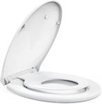 STOREMIC Soft Close Toilet Seat White with Quick Release Function, Simple Top Fixing Family Toilet Seat with Child Seat Built-in, Standard Toilet Seats with Adjustable Hinges, O Shape