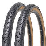 MOHEGIA Bike Tires, 2 Pack 26x2.125 Inch Folding Replacement Tires for Beach Cruiser Bicycle/Brown Side Wall