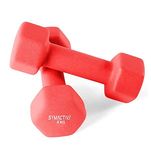 Amazon Brand - Symactive Neoprene Coated Fixed Dumbbell for Gym Exercises, Set of 2, 4 Kg, Red