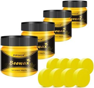 PIPIHUA Beeswax Furniture Polish, Wood Seasoning Beeswax for Furniture Waterproof & Repair Wood Wax for Floors and All Wood Types to Protect & Care,4 x Beeswax Polish with 8 x Sponges