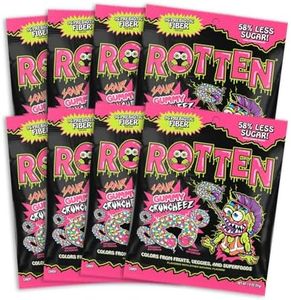 Rotten Sour Gummy Cruncheez - Low Sugar, Low Calorie, 5g Gut-Friendly Prebiotic Fiber, Gluten Free Candy, No Artificial Dyes - 1.8 oz - 8-Pack